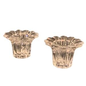 Borgonovo Queen Clear Glass Flower Shape Candle Holders Set of 2